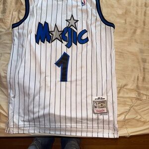 Mitchell & Ness White and Blue Orlando Magic Jersey